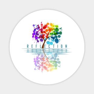 Colorful tree reflection Magnet